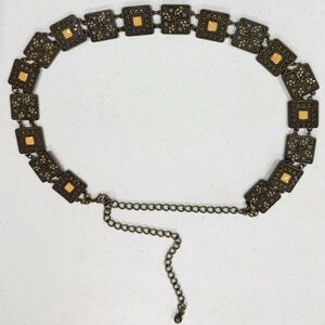 Vintage Ornate Bronze Square Link Belt